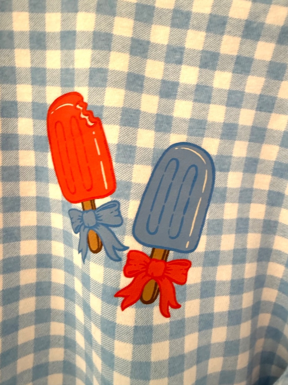 NWOT Living Fully Co Gingham Lightweight Sweatshirt Blue White Popsicle Top S - Picture 10 of 11